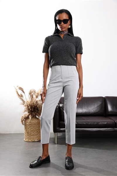 5in1Canpolat Anthracite Polo Neck Short Sleeve Knitwear 0111