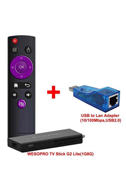 Choice EU Plug G2 Lite And Ethernet WESOPRO Android TV Stick G2 Lite Smart IPTV Dongle 1GB RAM 8GB ROM 2.4G