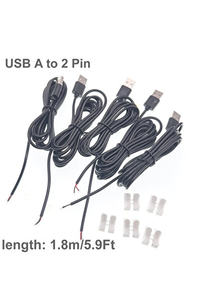 Choice كابل طاقة USB ذكر 1.8 متر - 5 قطع كابل طاقة USB ثنائي السنون من USB ذك...