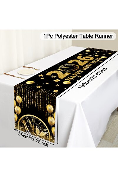 Choice 3 2026 مفرش طاولة من البوليستر بلون الشمبانيا والألعاب النارية لحفلة رأس السنة الجديدة.