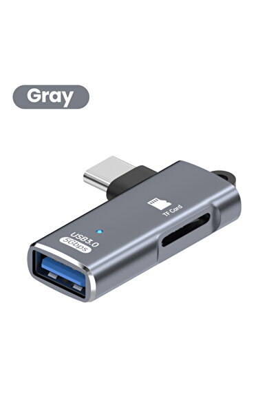 Choice محول OTG 3 في 1 رمادي اللون من USB 3.0 إلى Type c ذكر إلى قارئ بطاقة ذاكرة TF لقراءة أقراص U لهاتف iPhone 15