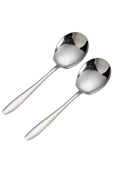 Choice 2PC Big Head Stainless Steel Round Spoon Large Size Dining Spoon Stirring Dessert Spoons for Kitchen