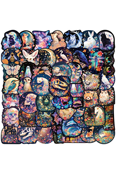 Choice ملصقات ساحرة قوطية متعددة الألوان، 50 قطعة، بتصميم ليزر ساطع، للهواتف ...