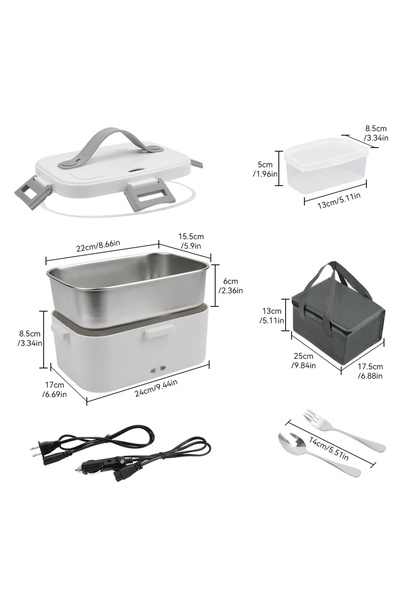 Choice EU Grey White New Electric Lunch Box 80W Portable Food Heater Bowl 1.8...