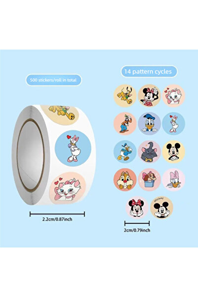 Miniso Light Grey Cool Play Trendy 14-Pattern Round Stickers Roll 500PCS Wate...