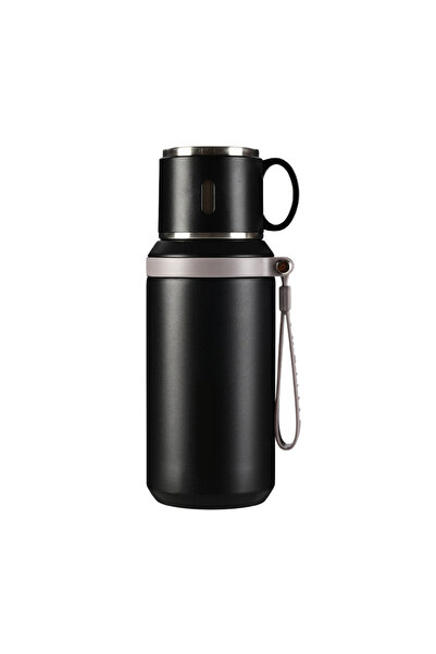 Choice كوب قهوة أسود من الفولاذ المقاوم للصدأ سعة 600 مل، كوب حراري للسفر، زج...