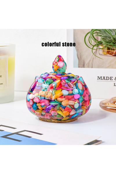 Choice وعاء ريكي كريستالي طبيعي مختلط، قطعة واحدة - حجر شفاء من الراتينج للتأ...