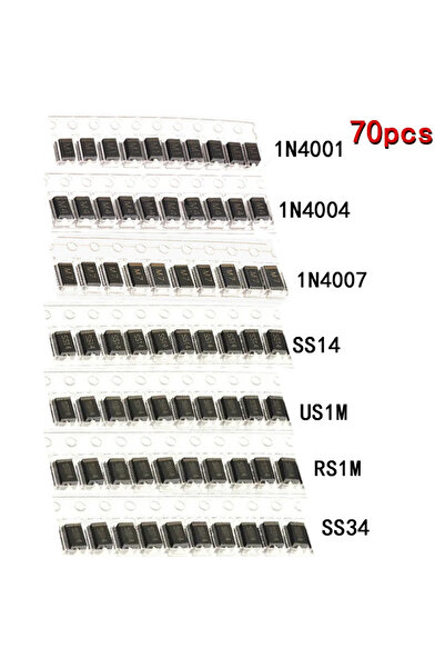 Choice 70 pcs 70PCS SMD Diodes 1N4001 M1 1N4004 M4 1N4007 M7 SS14 1N5819 SS34...