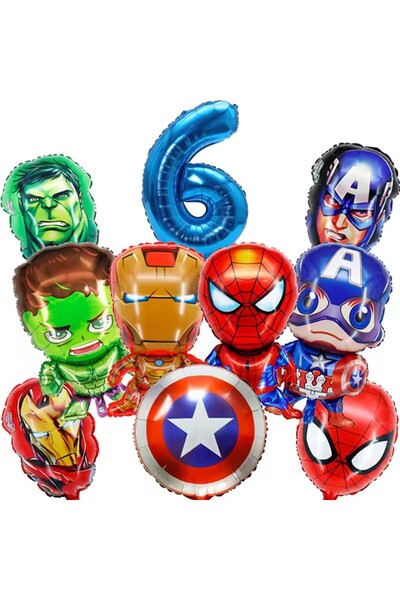 Choice as picture 6 Marvel Superhero Birthday Balloon set SpiderMan Iron Man Hulk Foil Balloon Number Ballo