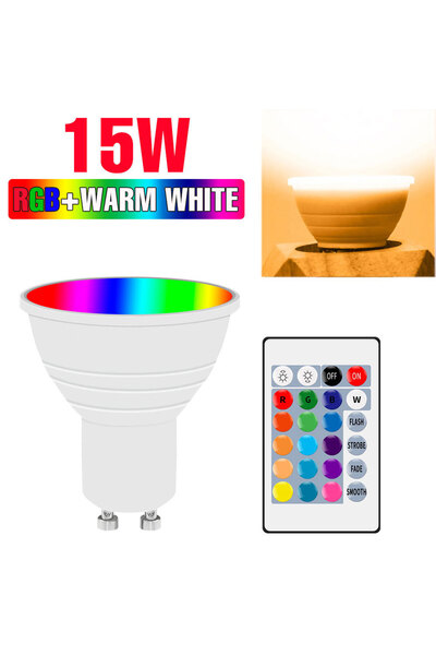 Choice غطاء شفاف GU10 RGB أبيض دافئ 15 واط RGB LED لمبة تيار متردد 220 فولت E...