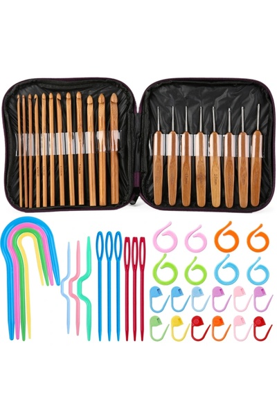 Choice KRABALL Bamboo Handle Crochet Hooks Kit Knitting Needles Set DIY Craft...