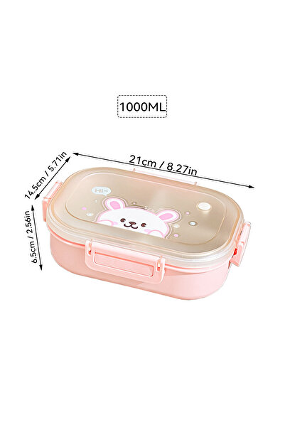WORTHBUY 3 Pink Detachable 3 Grids Plastic Lunch Box Kids Portable Cartoon Divided Bento Box Leak-pr