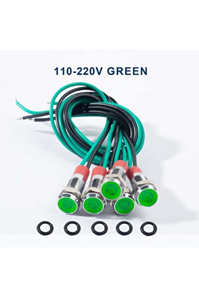 Choice 110-220v green 5pcs 6mm Led Metal tor Light Waterproof Signal Lamp 12v...