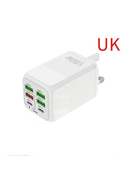 Choice شاحن USB أبيض بريطاني 150 وات 6 منافذ شاحن سريع PD محول حائط شاحن سريع...