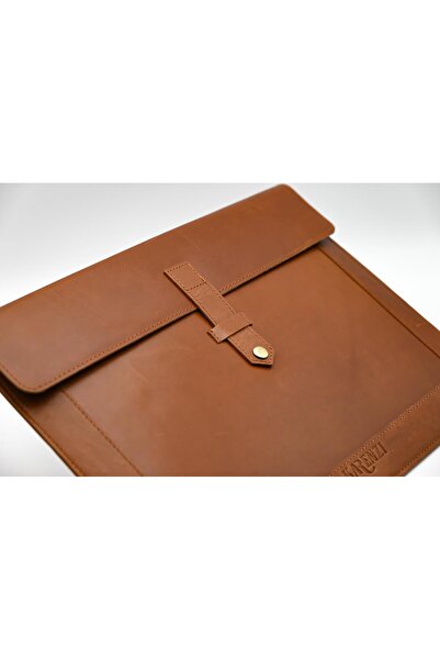 karenzi Handcrafted Genuine Leather Laptop Pouch Sleeve - Velvet Lined & Charger Pocket