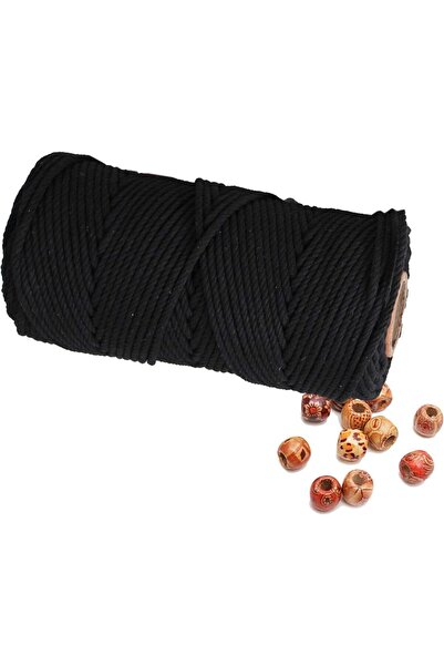Choice حبل ماكراميه أسود بطول 3 مم - 100 متر، حبل من القطن الطبيعي بطول 3 مم ...