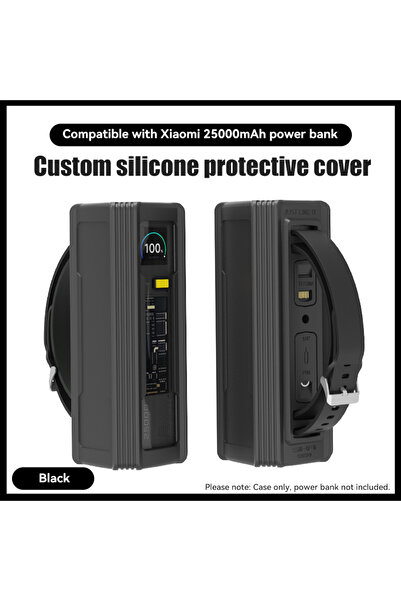 Choice جراب سيليكون أسود لبنك الطاقة Mi 25000 مللي أمبير في الساعة 212 واط إص...