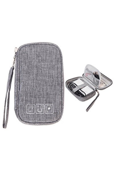 Choice Gray Portable Cable Digital Storage Bags Organizer USB Gadgets Wires Charger Power Battery Zipper Co