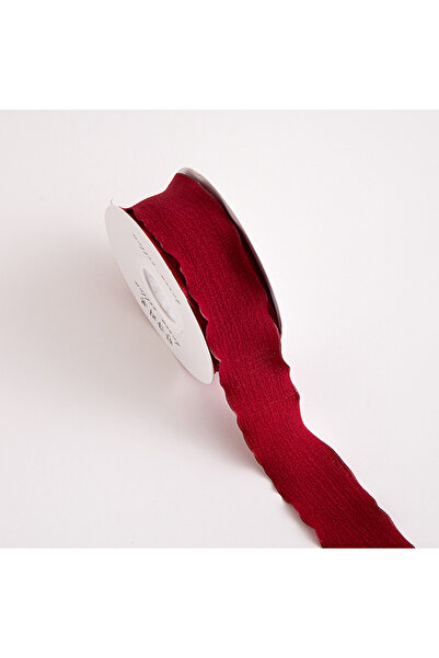 Choice شريط مطوي من قماش بوهو شيك بلون عنابي مقاس L، لفة واحدة، مع حافة على شكل ورقة لوتس، ربطة عنق لتغليف الهدايا لتزيين العطلات