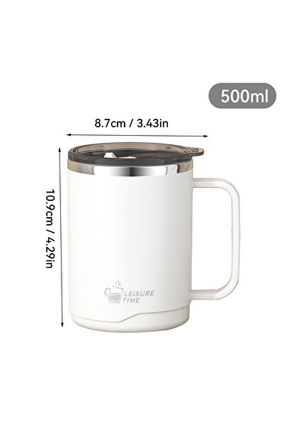 Choice كوب قهوة أبيض مزدوج الجدار معزول بجدار مزدوج، سعة 401-500 مل، مصنوع من...