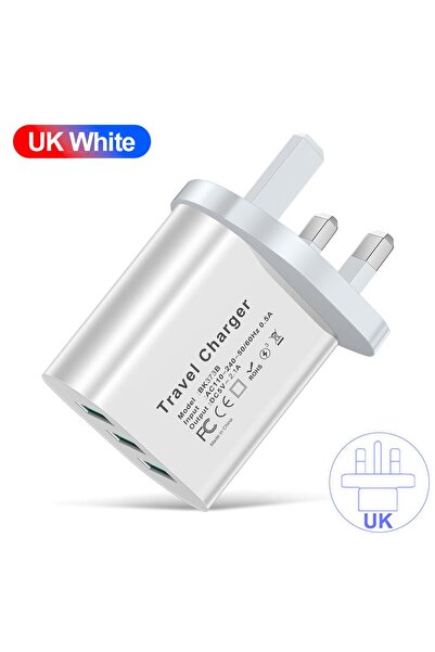 Choice BK373B شاحن سفر USB ثلاثي المنافذ من المملكة المتحدة باللون الأبيض من ...