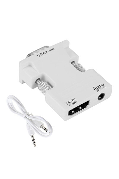 Choice محول HDMI إلى VGA أبيض متوافق مع الكمبيوتر الشخصي والكمبيوتر المحمول و...