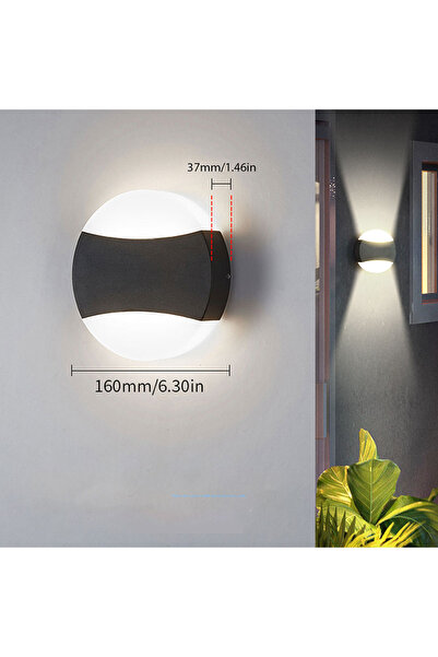 Choice مصباح حائط خارجي LED طراز C أبيض دافئ 12 وات مقاوم للماء IP66 إضاءة خارجية LED أضواء الشرفة Bal