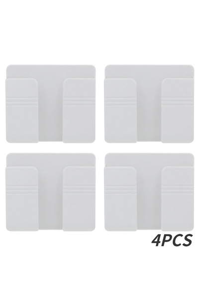 Choice 4PCS-White Wall Mobile Phone Holder Universal Phone Charge Storage Box Organizer TV Air Remote Contr