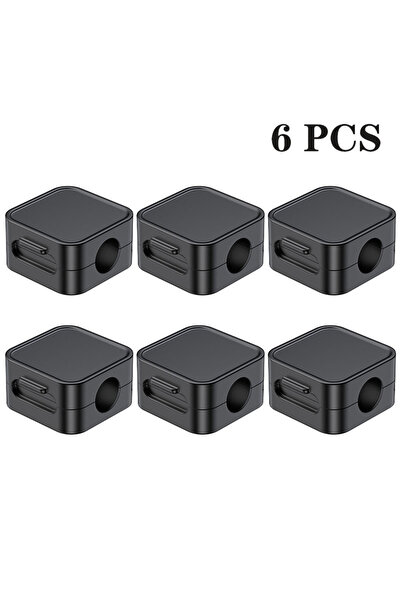 Choice منظم كابلات مغناطيسي من روكورين، 6 قطع، أسود، حامل سلك قابل للتعديل، مغناطيسي لسطح المكتب، مانا كابلات