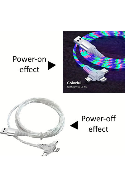 Choice كابل USB دائري ملون 3 في 1 بإضاءة LED متدفقة معتمد من MFi من KAD-KAD، ...