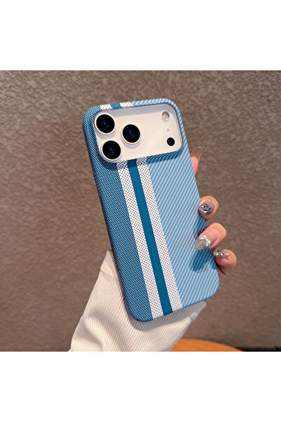 Choice جراب صلب من ألياف الكربون مخطط من Kong Kevlar لجهاز iPhone 17 Air، أزرق-أزرق، كبير