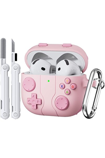 Choice حافظة لجهاز Airpods 4 باللون الوردي مع قلم حافظة لعبة كلاسيكية لجهاز A...