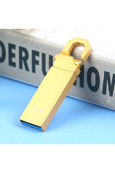 KOQZM محرك أقراص فلاش USB 3.0 عالي السرعة باللون الذهبي بسعة 2 تيرابايت وذاكرة تخزين خارجية U Disk