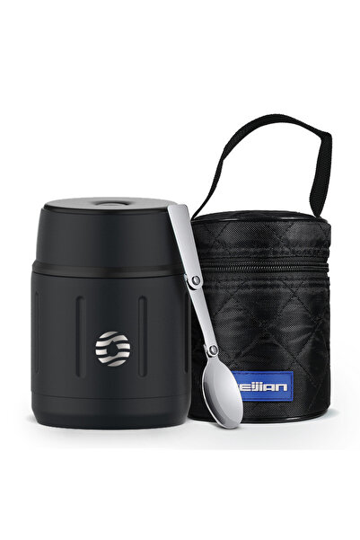 Choice 500ml Black FEIJIAN 500ml Food Thermos, 316 Stainless Steel Vacuum Insulated Food Jar With Spoon Ki