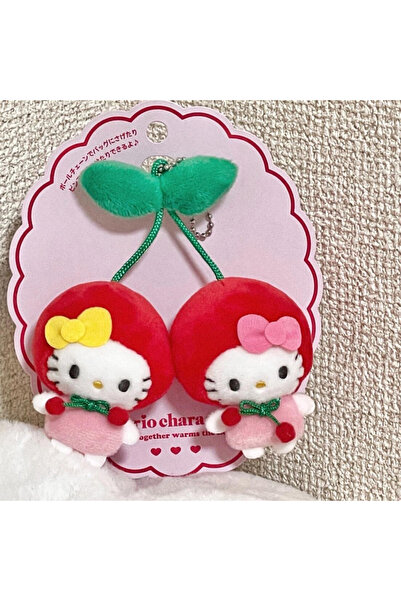 Miniso A Japanese 3D Cherry Hello Kitty School Bag Pendant Kawaii Harajuku Cu...