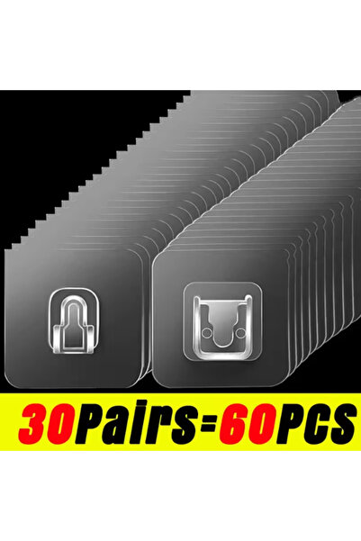 Choice 30 مجموعة من خطافات الحائط اللاصقة ذات الوجهين القوية والشفافة التي لا...