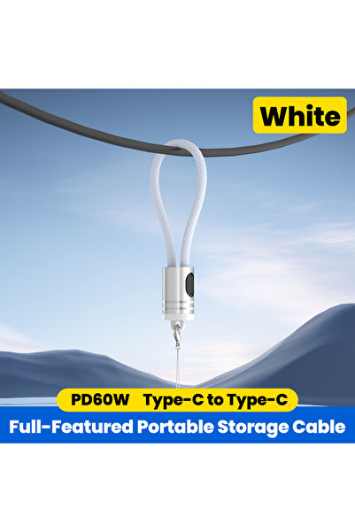 Choice 60W C-C White Olaf 60W Keychain Type C to Type C Cable Power Bank Shor...