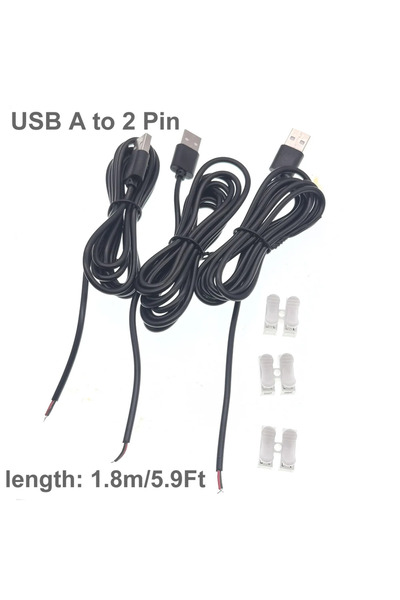 Choice USB Male 1.8m -3pcs DC 2-pin USB Power Cable USB Male Female to 2 Pin ...