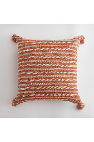 Choice غطاء وسادة من الكتان بشراشيب مقاس 03-45 × 45 سم، غطاء وسادة برتقالي لغ...