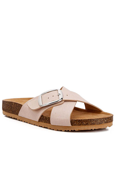 london Rag صندل نسائي سهل الارتداء بإبزيم باللون البيج