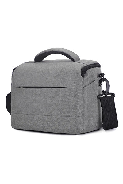 Choice حقيبة DSLR رمادية اللون حقيبة يد من النايلون حقيبة كتف كاميرا محمولة للمصور لكاميرات نيكون وكانون وباناسونيك.