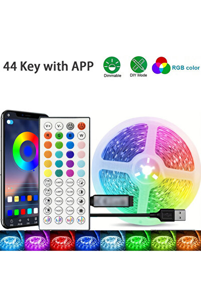 Choice شريط إضاءة LED أبيض RGB بطول 5 أمتار مع تحكم عبر تطبيق الهاتف (44 مفتا...