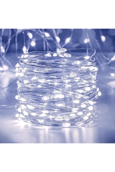 Choice سلسلة أضواء نحاسية بطول 10 أمتار و100 مصباح LED أبيض تعمل بالبطارية 10...