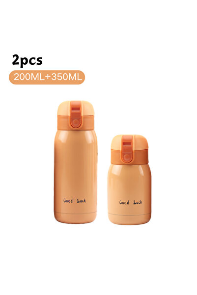 Choice كما في الصورة Orange2pcs200ml350ml 200/350ml كوب ترمس صغير لطيف من الف...