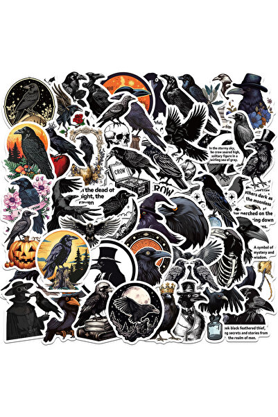 Choice 50 قطعة من ملصقات جرافيتي حيوانات الغراب الأسود، ملصقات كرتونية للهاتف...