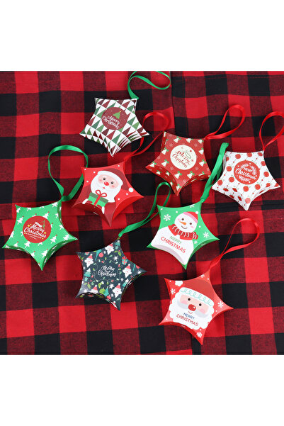 Choice3 12X12X3cm style A 8pcs Star Shape Christmas Candy Box DIY Paper Treat...