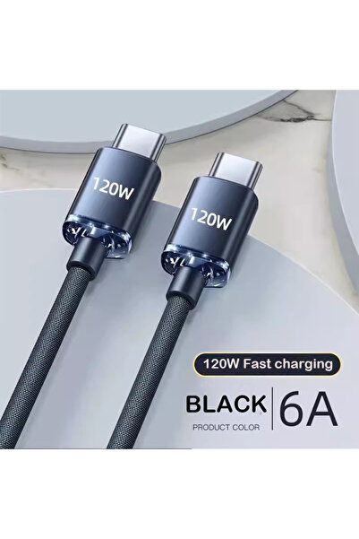 Choice كابل PD 120 وات أسود بطول 0.25 متر، كابل USB من النوع C بقوة 120 وات، كابل شحن سريع من النوع C إلى النوع C، كابل شحن سريع من USB C