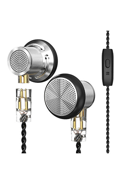 Choice سماعات أذن ديناميكية فضية MIC ND DTS HIFI Bass سماعات أذن رياضية مزودة بخاصية إلغاء الضوضاء