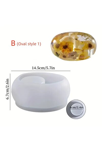 Choice B Tealight Candle Holder Resin Silicone Mold, Crystal Ball/Sphere Epoxy Resin Mold,Oval Gypsum Conc.
