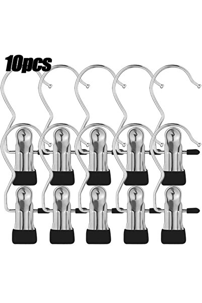 Choice 10 قطع XL - مشبك غسيل متعدد الوظائف أسود اللون مع مشبك معدني من الفولا...